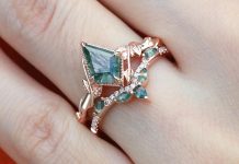 Explore Unique Shapes: Felicegals Kite Cut Moss Agate Rings
